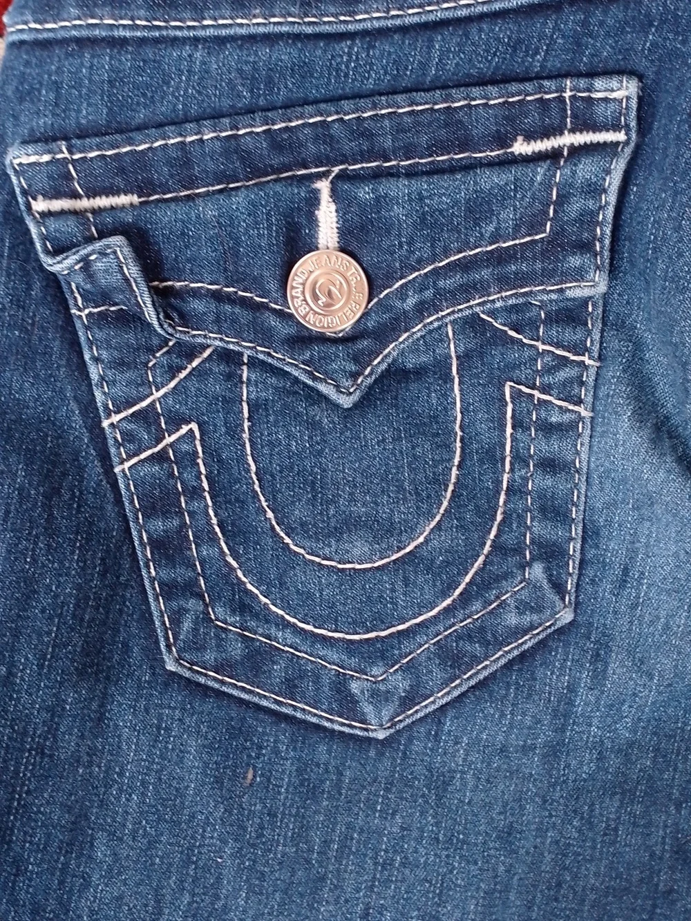 True Religion Denim Skinny Jeans Dark Blue Indigo White Stitch Section Leggings - Picture 5 of 11